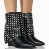 AZALEA WANG MARINA RHINESTONE STUDDED FOLD OVER WEDGE BOOTIE IN BLACK -AZALEA WANG SHOP azalea wang marina rhinestone studded fold over wedge bootie in black black 1 1
