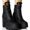 AZALEA WANG MARSALA LACE UP CHUNKY BOOTIE IN BLACK -AZALEA WANG SHOP azalea wang marsala lace up chunky bootie in black black 1 1