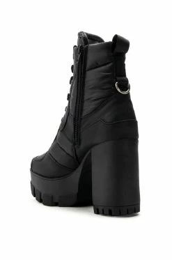 AZALEA WANG MARSALA LACE UP CHUNKY BOOTIE IN BLACK -AZALEA WANG SHOP azalea wang marsala lace up chunky bootie in black black 4 4