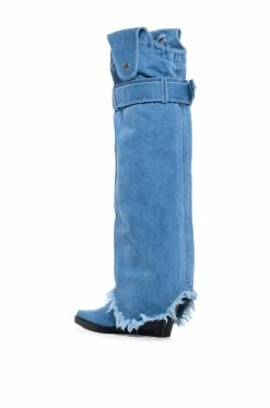 AZALEA WANG MATTY 2 IN 1 BOOT IN DENIM -AZALEA WANG SHOP azalea wang matty 2 in 1 boot in denim denim 6 6