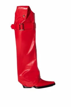 AZALEA WANG MATTY 2 IN 1 BOOT IN RED -AZALEA WANG SHOP azalea wang matty 2 in 1 boot in red red 4 4
