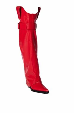 AZALEA WANG MATTY 2 IN 1 BOOT IN RED -AZALEA WANG SHOP azalea wang matty 2 in 1 boot in red red 5 5