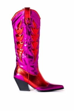 AZALEA WANG MAZIE CHUNKY WESTERN BOOT IN PINK -AZALEA WANG SHOP azalea wang mazie chunky western boot in pink pink 2 2