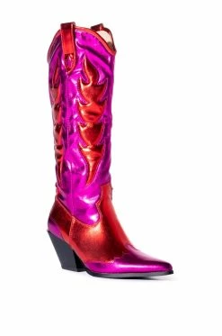 AZALEA WANG MAZIE CHUNKY WESTERN BOOT IN PINK -AZALEA WANG SHOP azalea wang mazie chunky western boot in pink pink 3 3