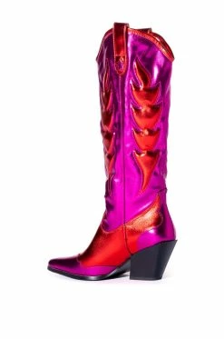 AZALEA WANG MAZIE CHUNKY WESTERN BOOT IN PINK -AZALEA WANG SHOP azalea wang mazie chunky western boot in pink pink 4 4