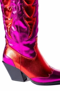 AZALEA WANG MAZIE CHUNKY WESTERN BOOT IN PINK -AZALEA WANG SHOP azalea wang mazie chunky western boot in pink pink 5 5