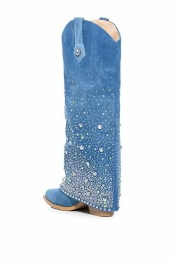 AZALEA WANG MELLOW WESTERN DENIM BOOT -AZALEA WANG SHOP azalea wang mellow western denim boot denim 4 4 c1