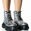 AZALEA WANG MERCEDES PUFFER FLATFORM BOOT IN SILVER