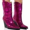 AZALEA WANG MERRIL SEQUIN WESTERN BOOTIE IN FUCHSIA -AZALEA WANG SHOP azalea wang merril sequin western bootie in fuchsia fuchsia 1 1