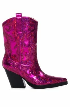 AZALEA WANG MERRIL SEQUIN WESTERN BOOTIE IN FUCHSIA -AZALEA WANG SHOP azalea wang merril sequin western bootie in fuchsia fuchsia 2 2