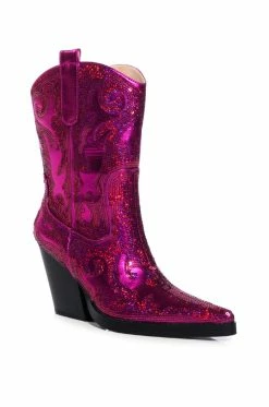 AZALEA WANG MERRIL SEQUIN WESTERN BOOTIE IN FUCHSIA -AZALEA WANG SHOP azalea wang merril sequin western bootie in fuchsia fuchsia 3 3