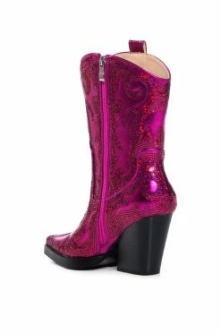 AZALEA WANG MERRIL SEQUIN WESTERN BOOTIE IN FUCHSIA -AZALEA WANG SHOP azalea wang merril sequin western bootie in fuchsia fuchsia 4 4