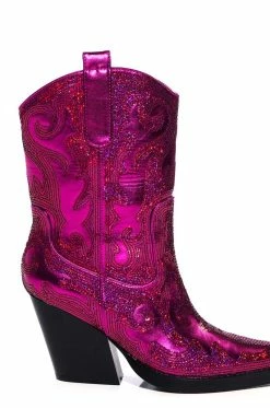 AZALEA WANG MERRIL SEQUIN WESTERN BOOTIE IN FUCHSIA -AZALEA WANG SHOP azalea wang merril sequin western bootie in fuchsia fuchsia 5 5