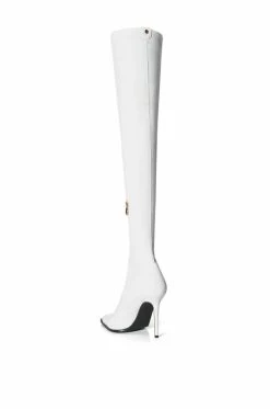 AZALEA WANG MILEY THIGH HIGH STILETTO BOOT WITH 4 WAY STRETCH IN WHITE -AZALEA WANG SHOP azalea wang miley thigh high stiletto boot with 4 way stretch in white white 4 4 c1
