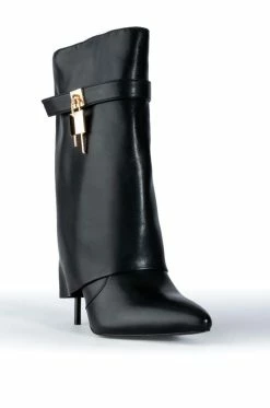 AZALEA WANG MINE FOLD OVER STILETTO BOOTIE IN BLACK -AZALEA WANG SHOP azalea wang mine fold over stiletto bootie in black black 3 3