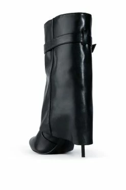 AZALEA WANG MINE FOLD OVER STILETTO BOOTIE IN BLACK -AZALEA WANG SHOP azalea wang mine fold over stiletto bootie in black black 4 4