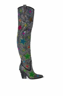 AZALEA WANG MIREYA BLACK EMBELLISHED BOOT -AZALEA WANG SHOP azalea wang mireya black embellished boot black 2 2