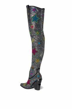 AZALEA WANG MIREYA BLACK EMBELLISHED BOOT -AZALEA WANG SHOP azalea wang mireya black embellished boot black 4 4