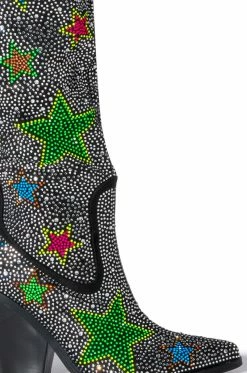 AZALEA WANG MIREYA BLACK EMBELLISHED BOOT -AZALEA WANG SHOP azalea wang mireya black embellished boot black 5 5