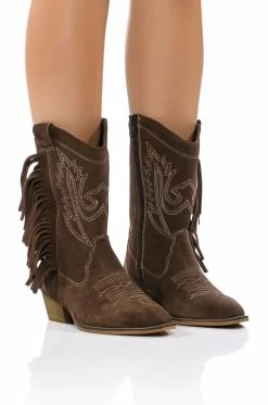 AZALEA WANG GENUINE LEATHER MOCO MOCHA WESTERN BOOT
