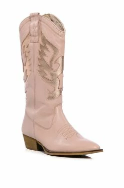 AZALEA WANG GENUINE LEATHER MOCO NUDE WESTERN BOOT -AZALEA WANG SHOP azalea wang moco nude western boot brown 3 3