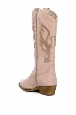 AZALEA WANG GENUINE LEATHER MOCO NUDE WESTERN BOOT -AZALEA WANG SHOP azalea wang moco nude western boot brown 4 4