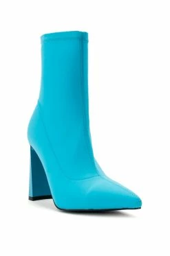 AZALEA WANG MOSCATO NEOPRENE BOOTIE IN BLUE -AZALEA WANG SHOP azalea wang moscato neoprene bootie in blue blue 3 3