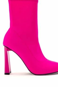 AZALEA WANG MOSCATO NEOPRENE BOOTIE IN PINK -AZALEA WANG SHOP azalea wang moscato neoprene bootie in pink pink 5 5