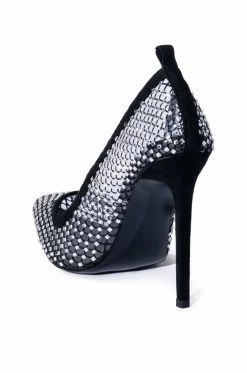 AZALEA WANG MOST FAMOUS MESH EMBELLISHED PUMP IN BLACK -AZALEA WANG SHOP azalea wang most famous mesh embellished pump in black black 4 4