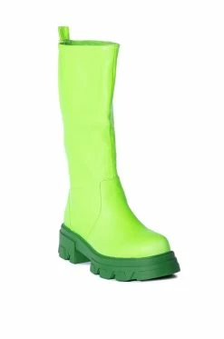 AZALEA WANG MY ALL FAUX LEATHER BOOT IN GREEN -AZALEA WANG SHOP azalea wang my all faux leather boot in green green 3 3