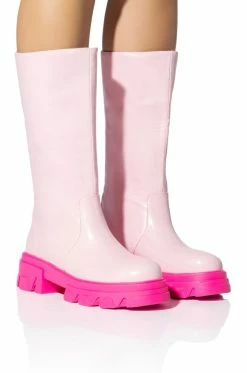 AZALEA WANG MY ALL FAUX LEATHER BOOT IN PINK