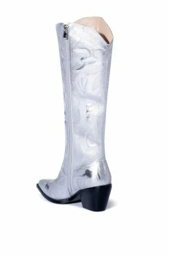 AZALEA WANG MY SWEETHEART SEQUIN EMBELLISHED BOOT IN SILVER -AZALEA WANG SHOP azalea wang my sweetheart sequin embellished boot in silver silver 4 4