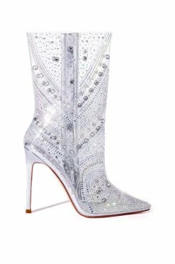 AZALEA WANG NABILA RHINESTONE EMBELLISHED STILETTO BOOT IN SILVER -AZALEA WANG SHOP azalea wang nabila rhinestone embellished stiletto boot in silver silver 2 2