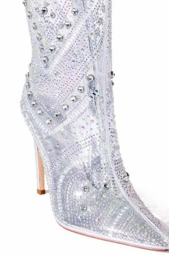AZALEA WANG NABILA RHINESTONE EMBELLISHED STILETTO BOOT IN SILVER -AZALEA WANG SHOP azalea wang nabila rhinestone embellished stiletto boot in silver silver 5 5