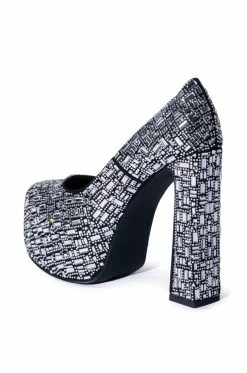 AZALEA WANG NEW DIRECTION CHUNKY RHINESTONE EMBELLISHED PUMP IN SILVER -AZALEA WANG SHOP azalea wang new direction chunky rhinestone embellished pump in silver silver 4 4