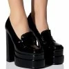 AZALEA WANG NICKI CHUNKY PATENT LOAFER IN BLACK -AZALEA WANG SHOP azalea wang nicki chunky patent loafer in black black 1 1