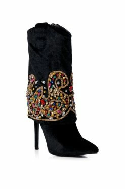 AZALEA WANG SHOP -AZALEA WANG SHOP azalea wang niko embellished suede bootie in black black 3 3