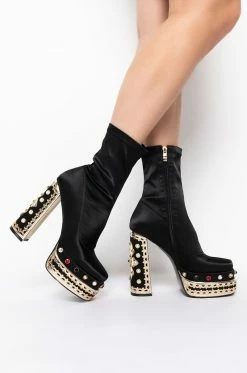 AZALEA WANG NOTICE ME CHUNKY BOOTIE IN BLACK -AZALEA WANG SHOP azalea wang notice me chunky bootie in black black 4 4