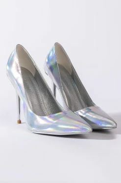 AZALEA WANG OFF THE GRID STILETTO PUMP IN SILVER -AZALEA WANG SHOP azalea wang off the grid stiletto pump in silver silver 4 4