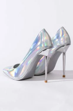 AZALEA WANG OFF THE GRID STILETTO PUMP IN SILVER -AZALEA WANG SHOP azalea wang off the grid stiletto pump in silver silver 5 5