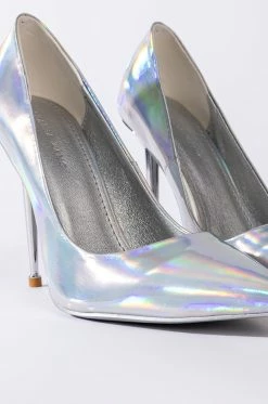 AZALEA WANG OFF THE GRID STILETTO PUMP IN SILVER -AZALEA WANG SHOP azalea wang off the grid stiletto pump in silver silver 6 6