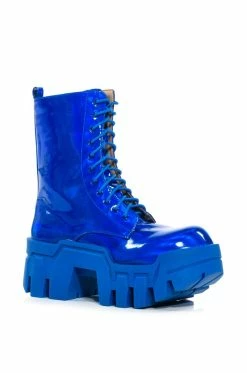 AZALEA WANG OLYMPIA BLUE CHUNKY BOOTIE -AZALEA WANG SHOP azalea wang olympia blue chunky bootie blue 3 3