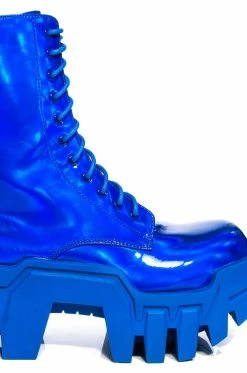 AZALEA WANG OLYMPIA BLUE CHUNKY BOOTIE -AZALEA WANG SHOP azalea wang olympia blue chunky bootie blue 5 5