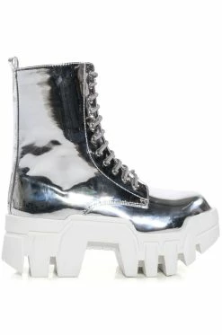 AZALEA WANG OLYMPIA SILVER CHUNKY BOOTIE -AZALEA WANG SHOP azalea wang olympia silver chunky bootie silver 2 2