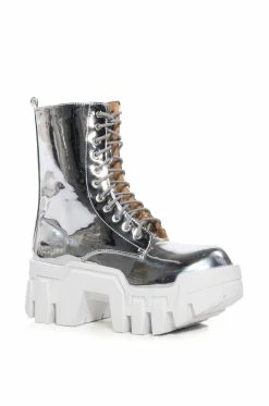 AZALEA WANG OLYMPIA SILVER CHUNKY BOOTIE -AZALEA WANG SHOP azalea wang olympia silver chunky bootie silver 3 3