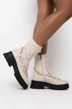 AZALEA WANG ON THE MOVE FLATFORM BOOTIE IN BONE -AZALEA WANG SHOP azalea wang on the move flatform bootie in bone bone 2 2