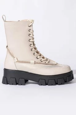 AZALEA WANG ON THE MOVE FLATFORM BOOTIE IN BONE -AZALEA WANG SHOP azalea wang on the move flatform bootie in bone bone 3 3