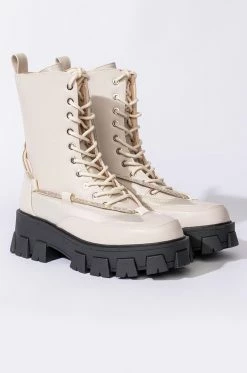 AZALEA WANG ON THE MOVE FLATFORM BOOTIE IN BONE -AZALEA WANG SHOP azalea wang on the move flatform bootie in bone bone 4 4