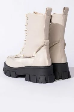 AZALEA WANG ON THE MOVE FLATFORM BOOTIE IN BONE -AZALEA WANG SHOP azalea wang on the move flatform bootie in bone bone 5 5