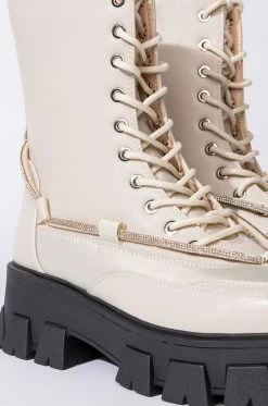 AZALEA WANG ON THE MOVE FLATFORM BOOTIE IN BONE -AZALEA WANG SHOP azalea wang on the move flatform bootie in bone bone 6 6